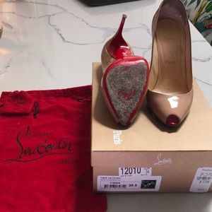 Christian Louboutin , Nude Patent heels, size 38.5